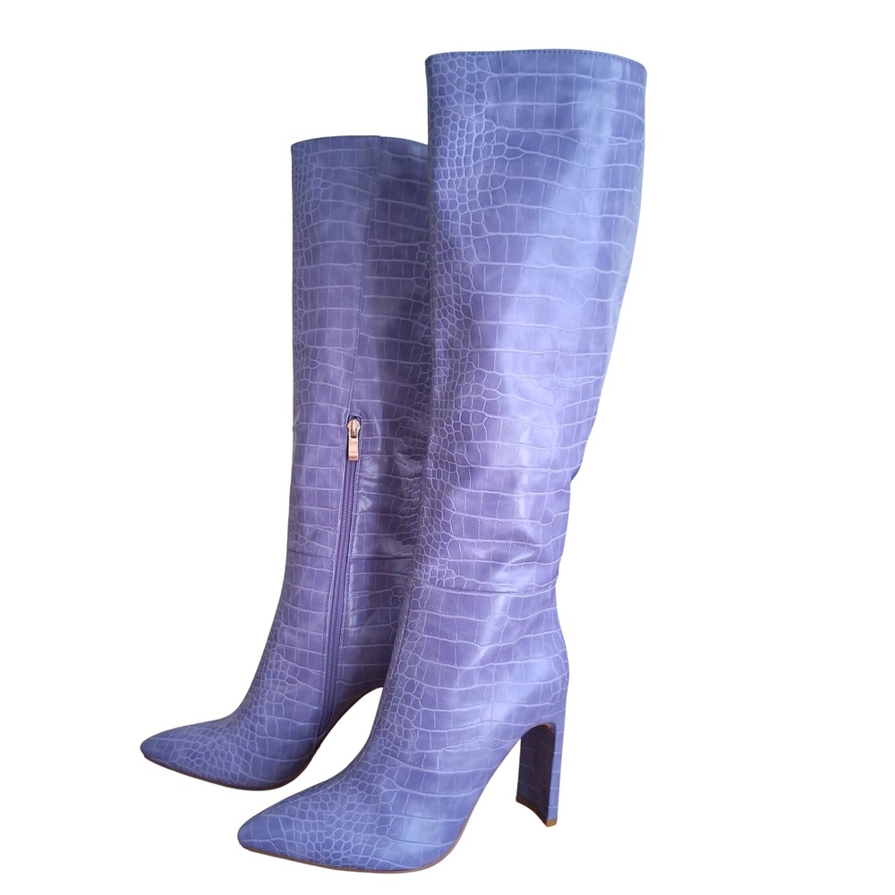 Billini Avant Garde Croc Purple whimsi Women's size 9 Knee-high Maximalist Boots